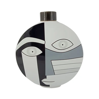 34cm Black and White Face Abstract Ginger Jar Lina Home