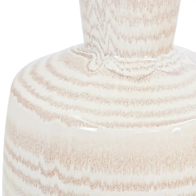 Beige and Brown Striped Ceramic Vase Lina Home