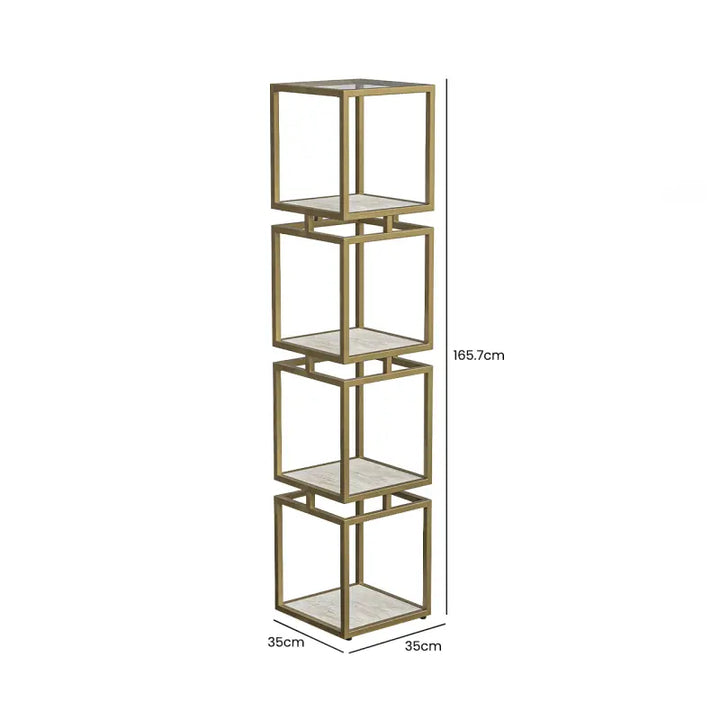 4 - Tier Square Display Unit Cream and Gold #NJ Home Interiors#