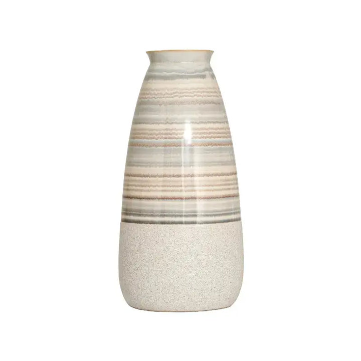 Beige Ceramic Vase with Multicolour Stripes Lina Home