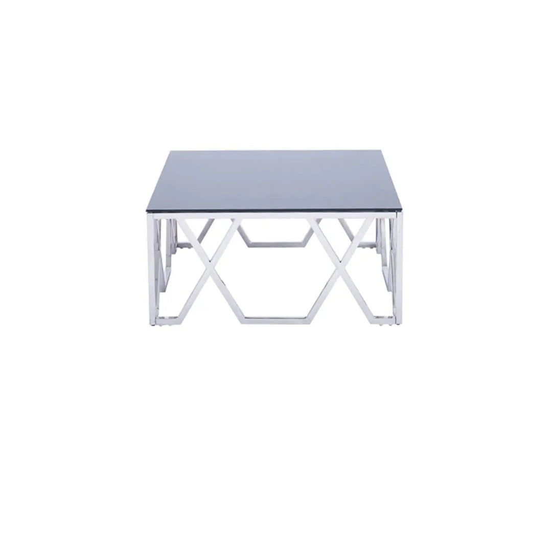 Stainless Steel Coffee Table With Black - 40 cm Lina Home