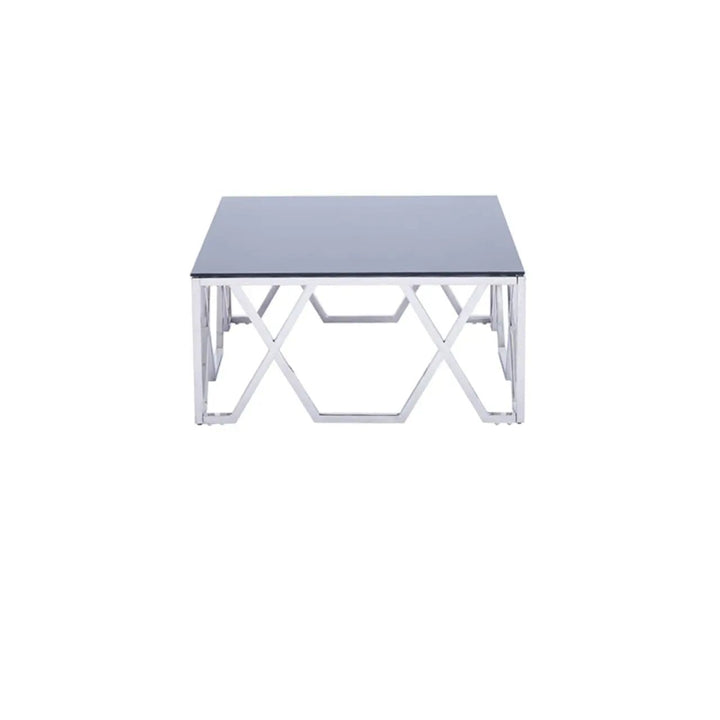 Stainless Steel Coffee Table With Black - 40 cm Lina Home