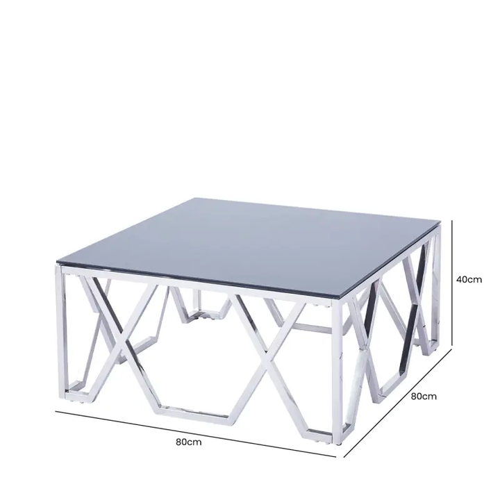 Stainless Steel Coffee Table With Black - 40 cm Lina Home