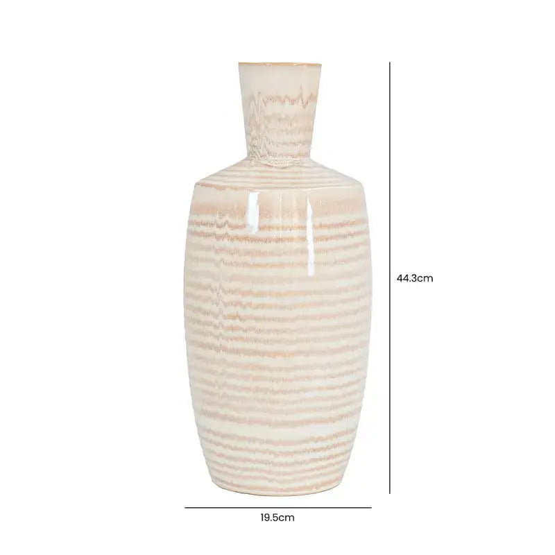 Beige and Brown Striped Ceramic Vase Lina Home