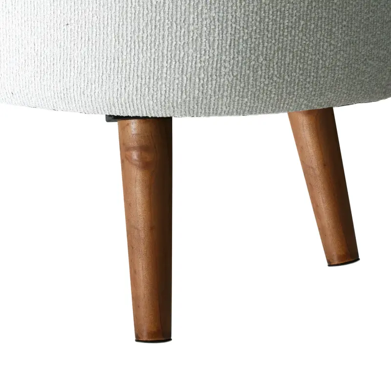 45.5cm White Boucle Storage Bench in Wooden Legs Lina Home