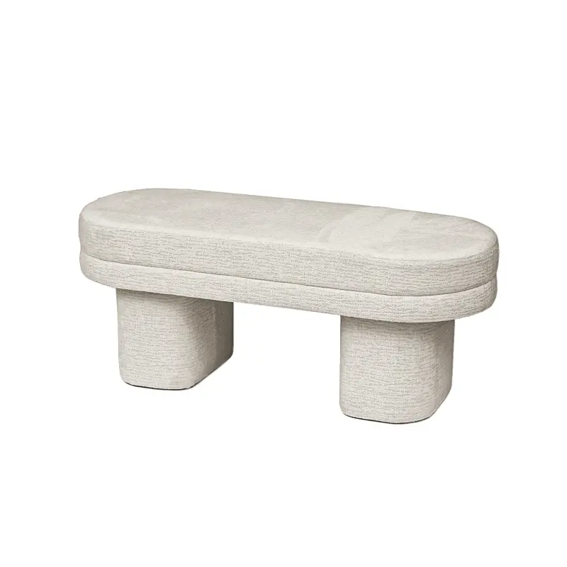 45cm Taupe Chenille Bench Lina Home