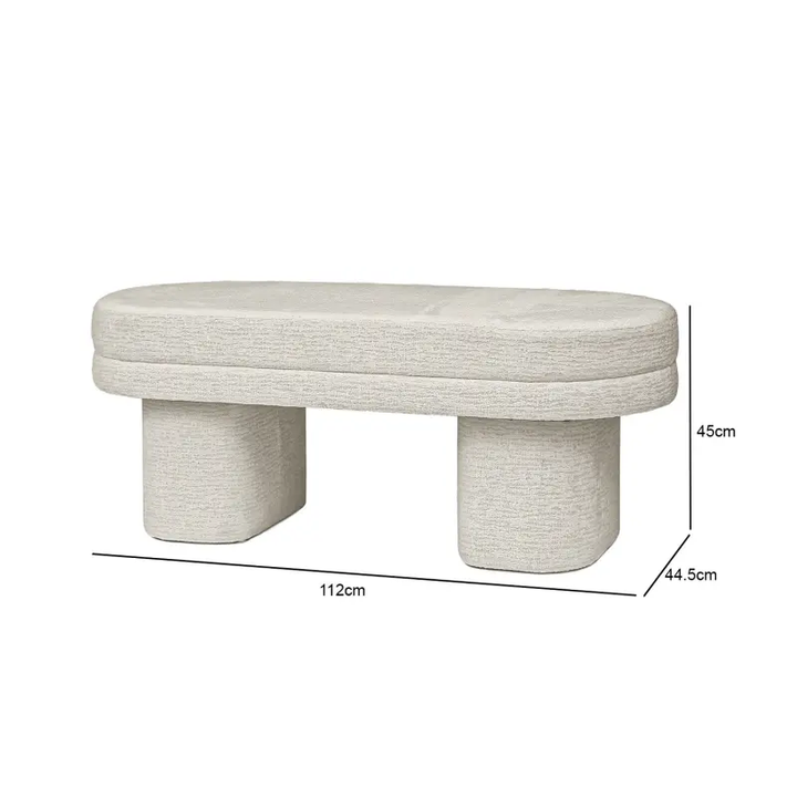 45cm Taupe Chenille Bench Lina Home