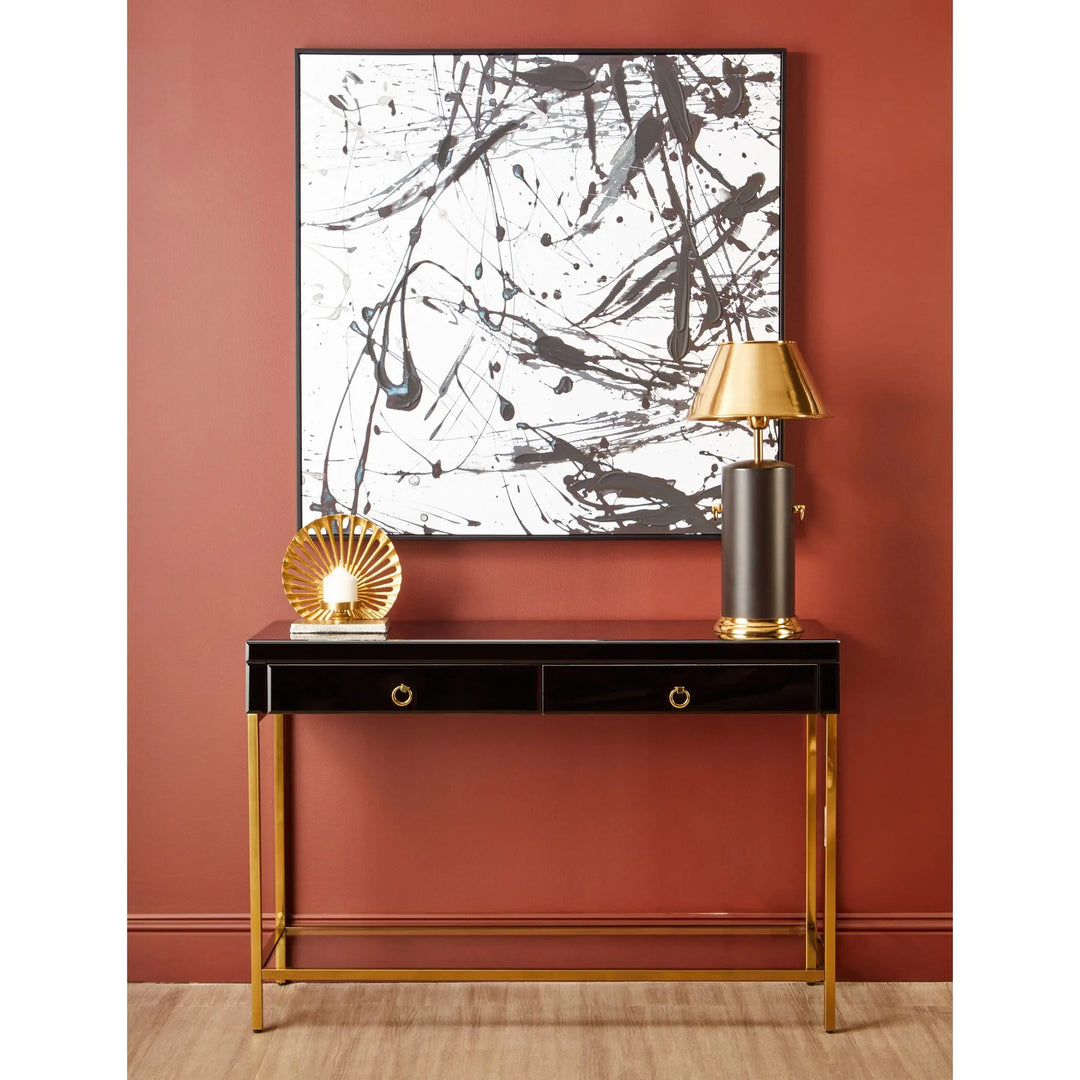 Kensford Townhouse Black Mirror Console Table with Gold Frame Studio 55