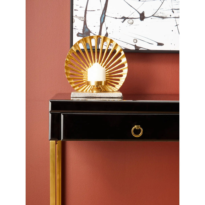 Kensford Townhouse Black Mirror Console Table with Gold Frame Studio 55
