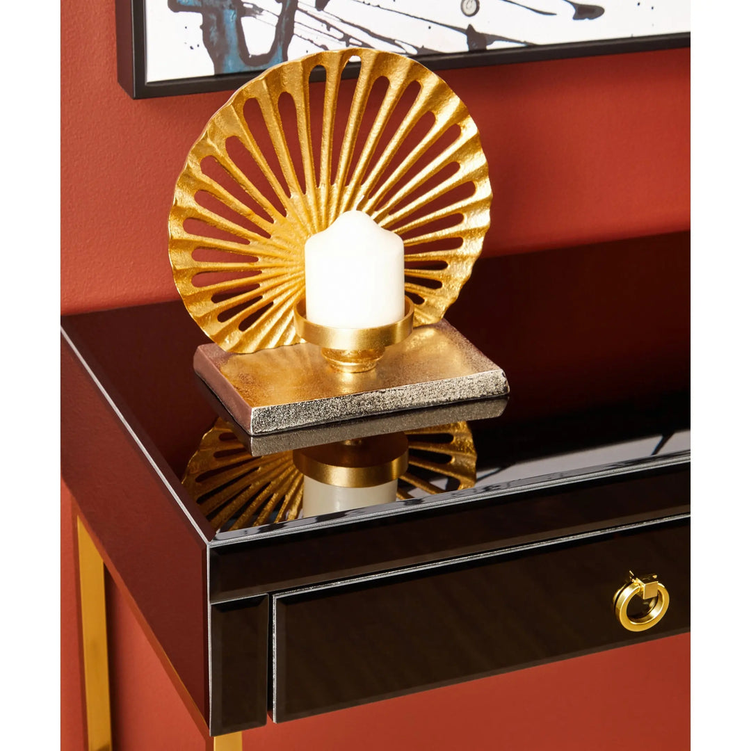 Kensford Townhouse Black Mirror Console Table with Gold Frame Studio 55