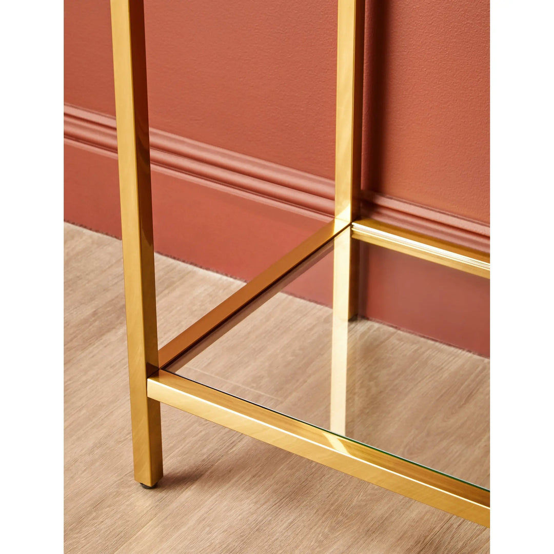 Kensford Townhouse Black Mirror Console Table with Gold Frame Studio 55