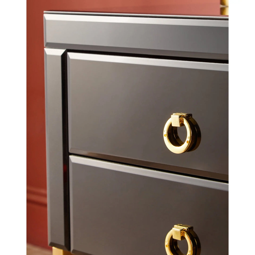 Kensford Townhouse Black 2 Drawer Side Table – Black Bedside Table with Storage Studio 55