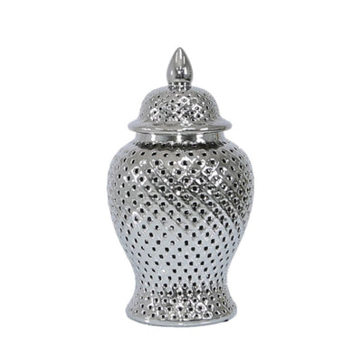 46cm Ginger Jar in Silver Lina Home