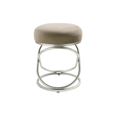 46cm Taupe Velvet Rizzo Stool with Matte Silver Legs Lina Home