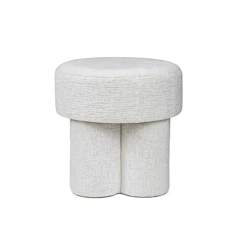 47.5cm Ivory Chenille Round Stool Lina Home