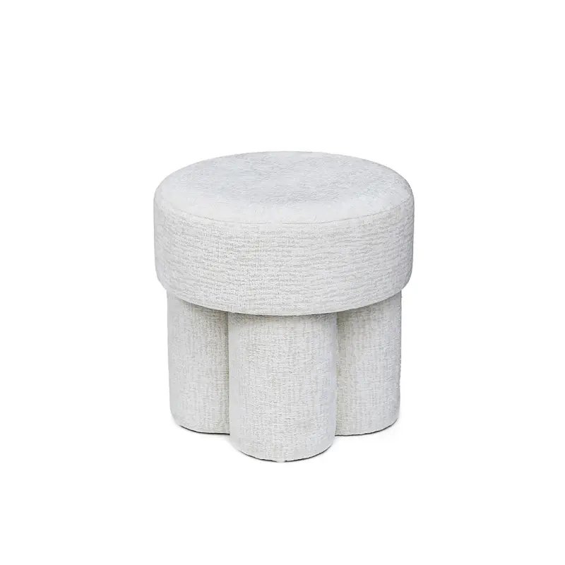 47.5cm Ivory Chenille Round Stool Lina Home