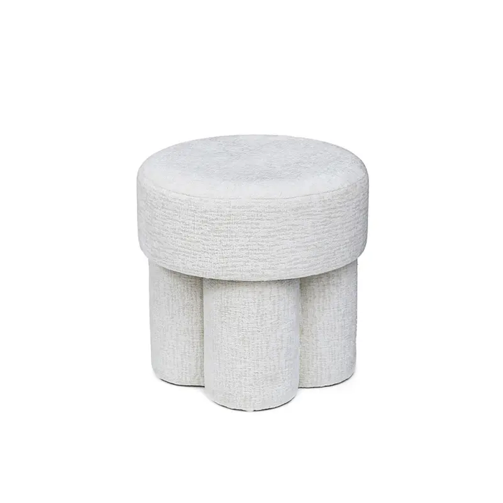 47.5cm Ivory Chenille Round Stool Lina Home
