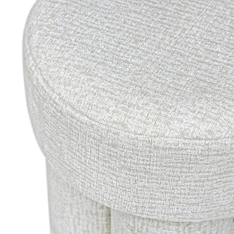 47.5cm Ivory Chenille Round Stool Lina Home