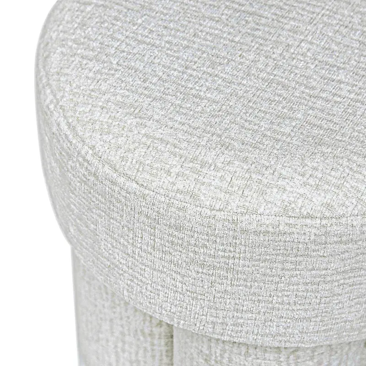 47.5cm Ivory Chenille Round Stool Lina Home