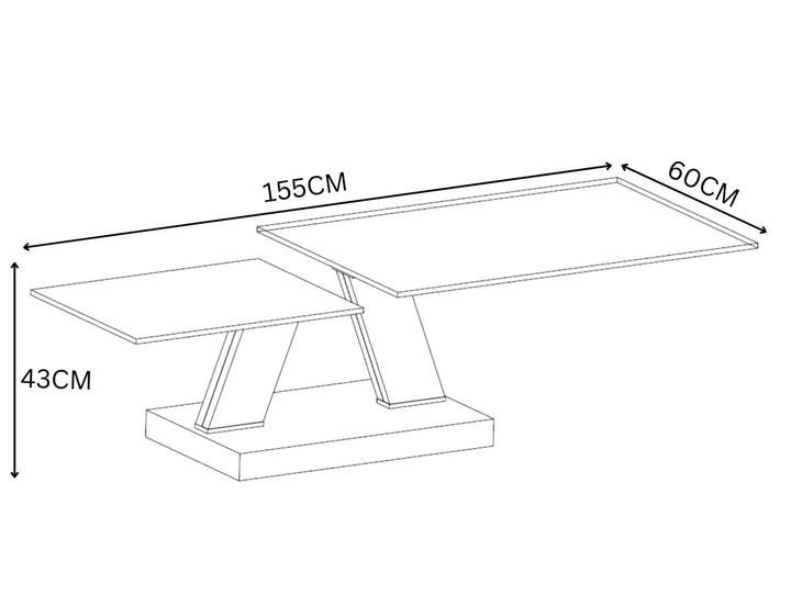 Sparto Clear Glass Swivel Extending Coffee Table Torelli