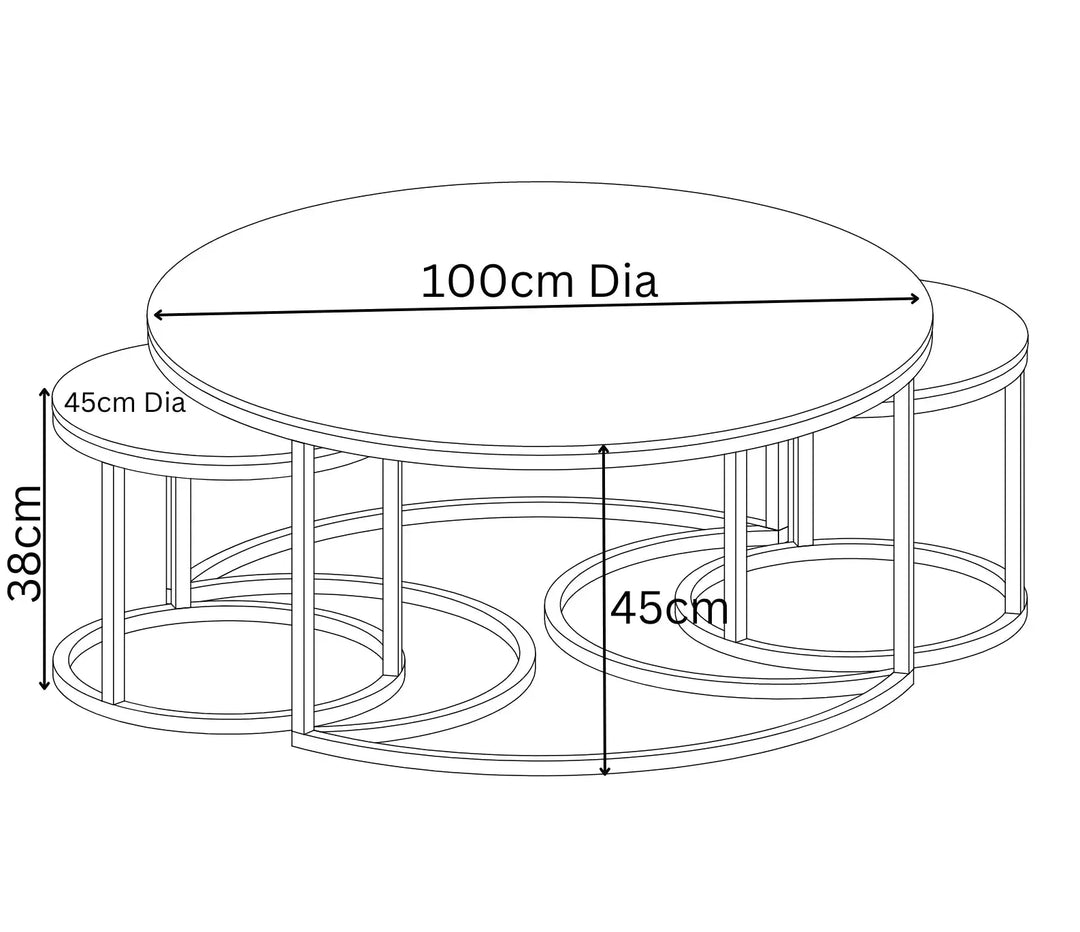 Orlento Matte Grey Ceramic Coffee Table Set Torelli