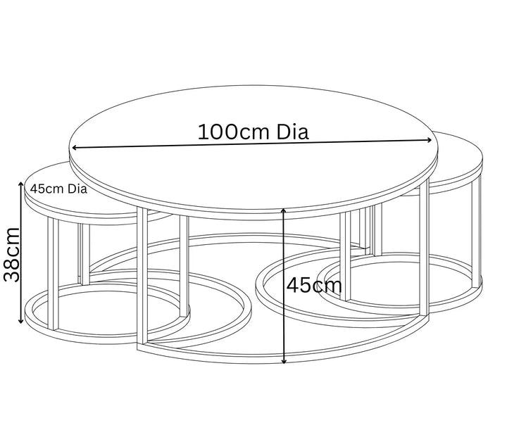 Orlento Matte Grey Ceramic Coffee Table Set Torelli