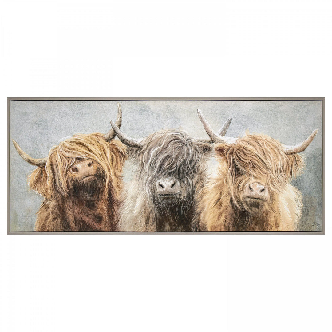 Three of a Kind Framed Canvas 1225x30x525mm Gallery Direct