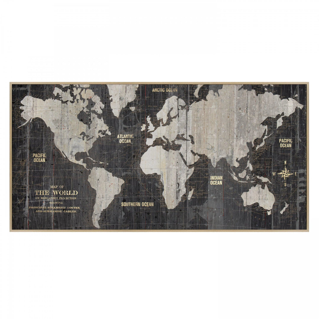 World Traveller Map Framed Canvas Gallery Direct