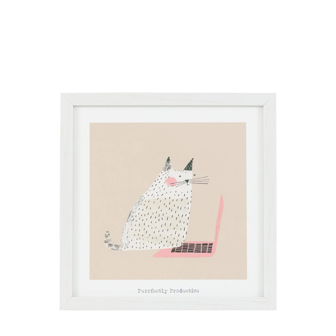 Purrfectly Productive Framed Art 280x17x280mm Gallery Direct