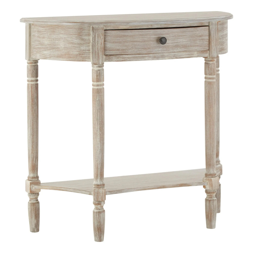 Harlow Natural Wash Pine Wood Half Moon Console Table with Drawer Studio 55
