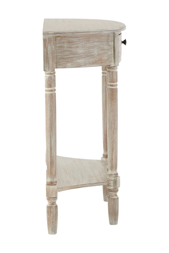 Harlow Natural Wash Pine Wood Half Moon Console Table with Drawer Studio 55