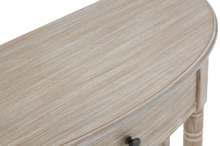Harlow Natural Wash Pine Wood Half Moon Console Table with Drawer Studio 55