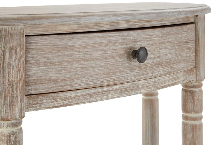 Harlow Natural Wash Pine Wood Half Moon Console Table with Drawer Studio 55