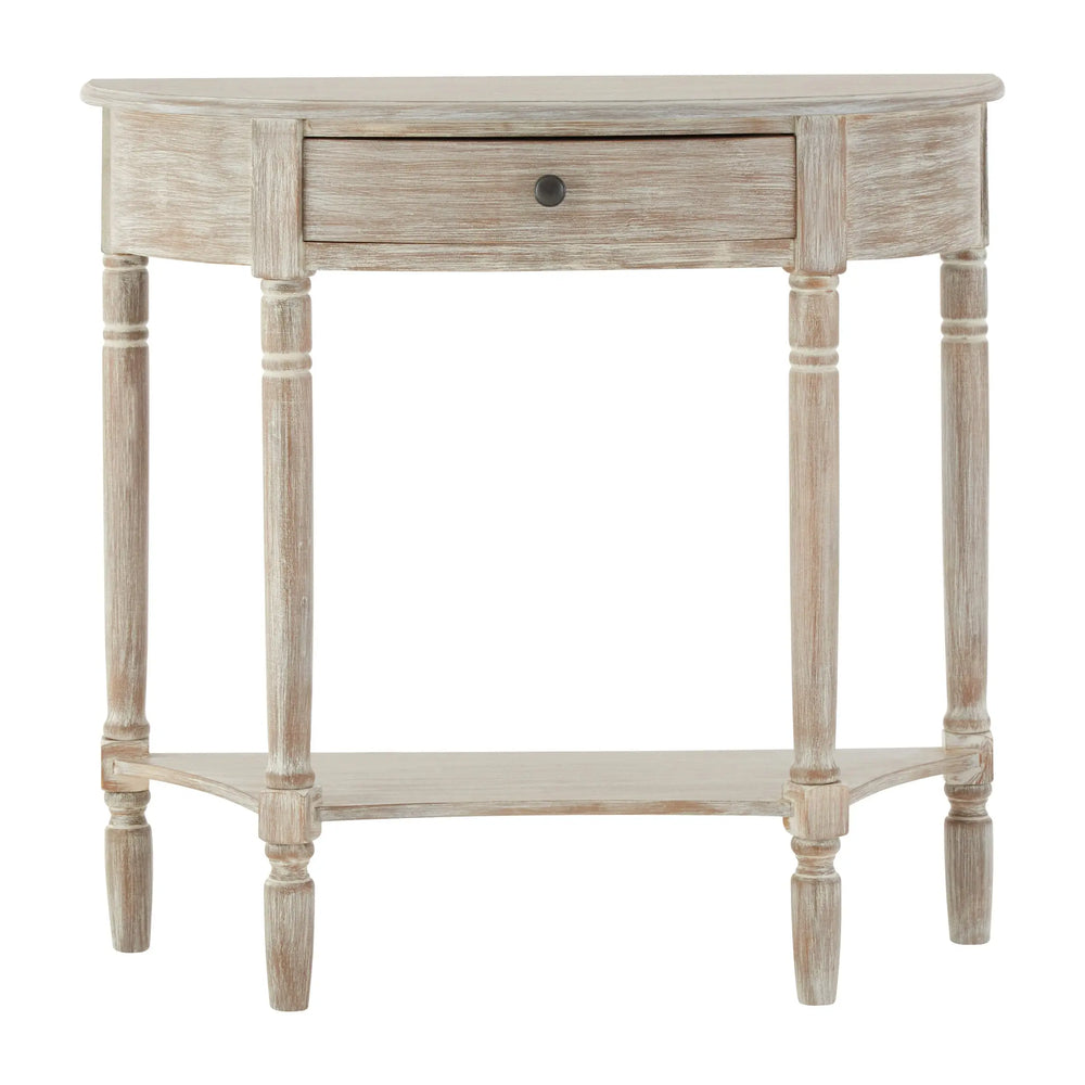 Harlow Natural Wash Pine Wood Half Moon Console Table with Drawer Studio 55