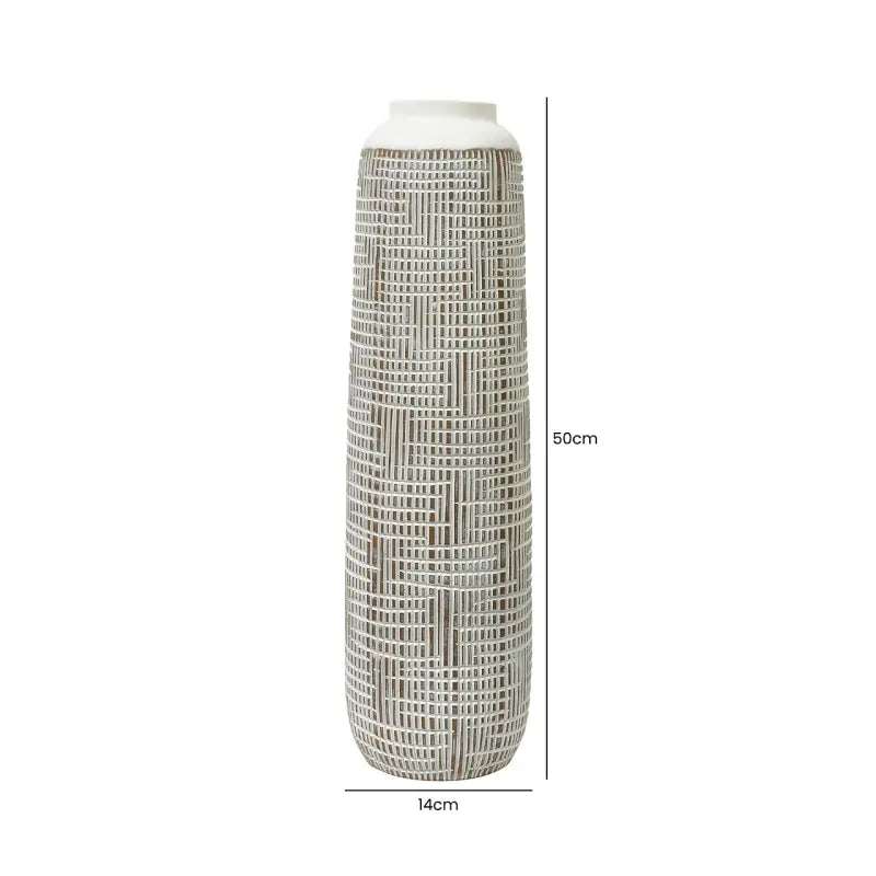 White and Brown Polyresin Vase Lina Home