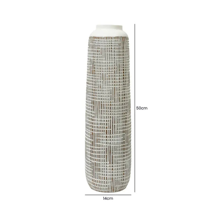 White and Brown Polyresin Vase Lina Home