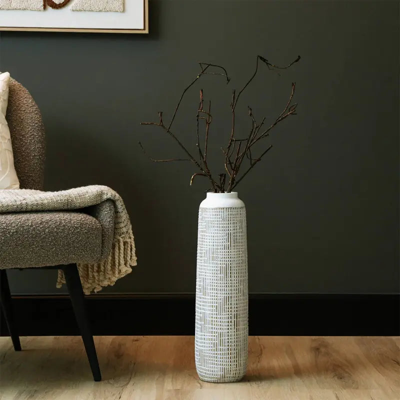 White and Brown Polyresin Vase Lina Home