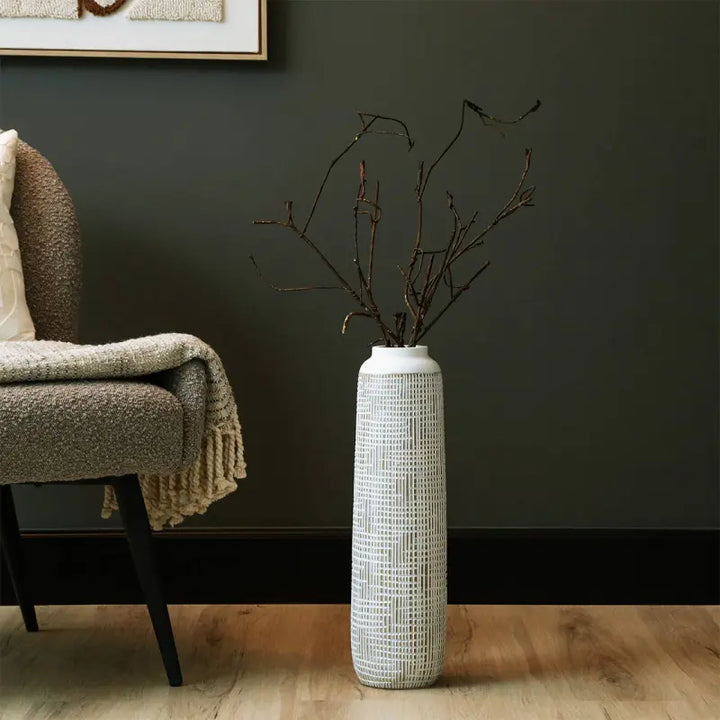 White and Brown Polyresin Vase Lina Home