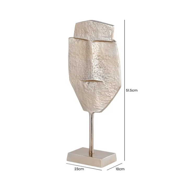 51.5cm Champagne Metal Face Sculpture Lina Home