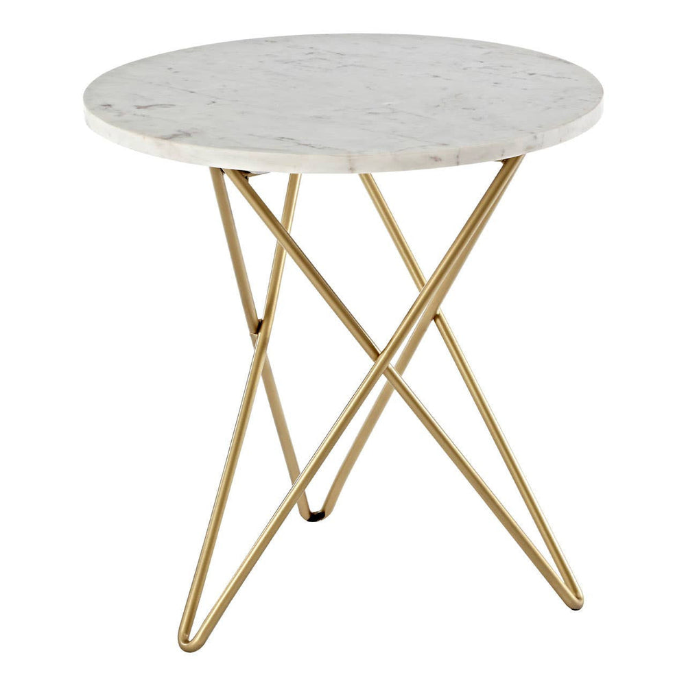 Nirvan White Marble With Gold Geometric Legs Side Table Studio 55