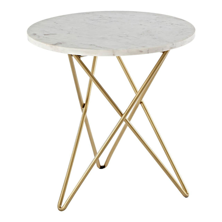 Nirvan White Marble With Gold Geometric Legs Side Table Studio 55