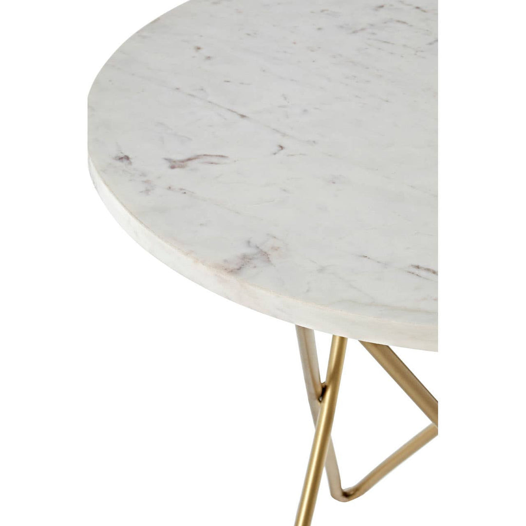 Nirvan White Marble With Gold Geometric Legs Side Table Studio 55
