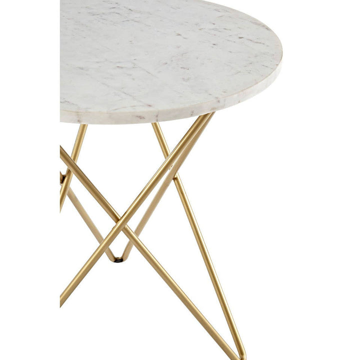 Nirvan White Marble With Gold Geometric Legs Side Table Studio 55