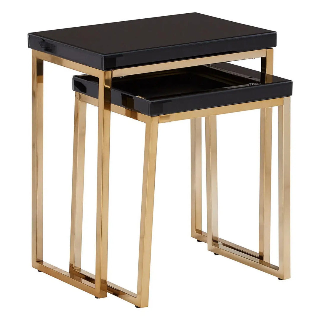 Kensford Townhouse Black Nesting Tables with Gold Legs – Set of 2 Studio 55