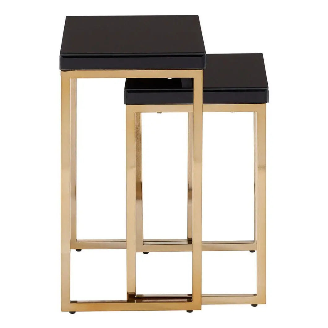 Kensford Townhouse Black Nesting Tables with Gold Legs – Set of 2 Studio 55