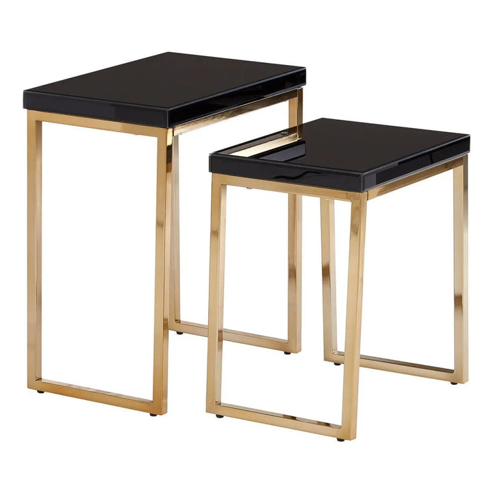 Kensford Townhouse Black Nesting Tables with Gold Legs – Set of 2 Studio 55