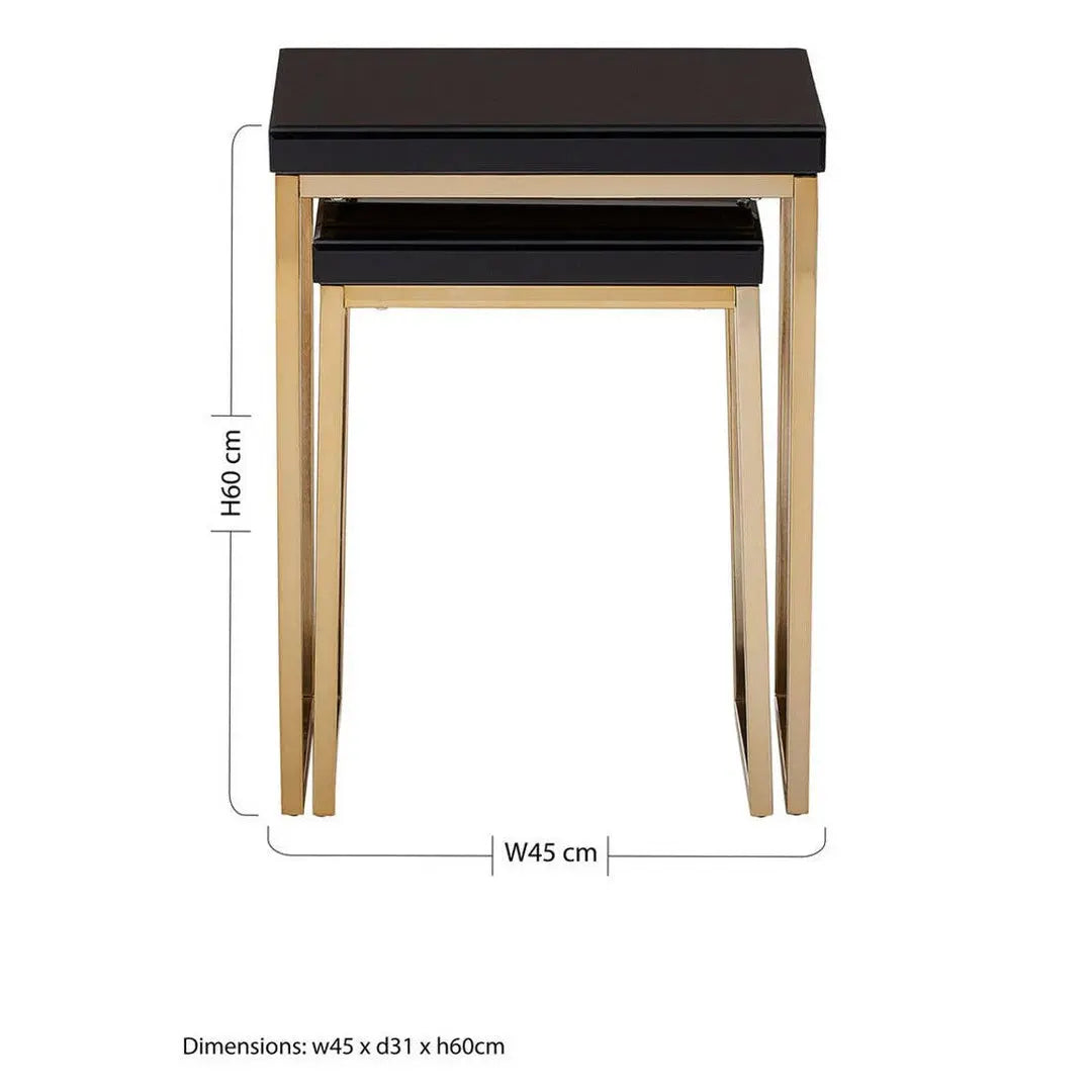 Kensford Townhouse Black Nesting Tables with Gold Legs – Set of 2 Studio 55