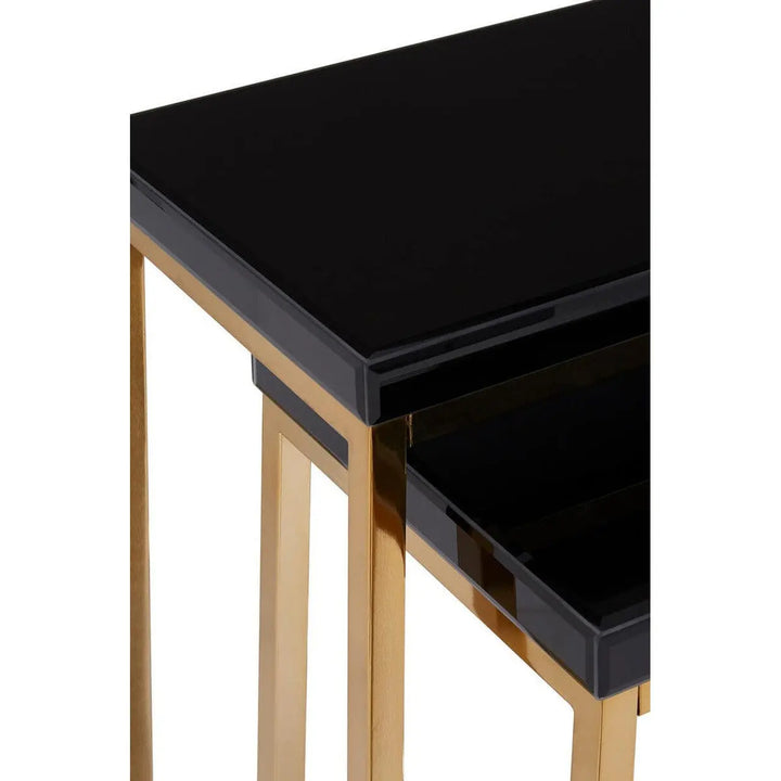 Kensford Townhouse Black Nesting Tables with Gold Legs – Set of 2 Studio 55