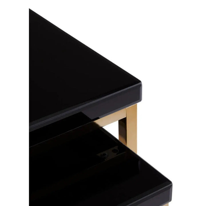 Kensford Townhouse Black Nesting Tables with Gold Legs – Set of 2 Studio 55