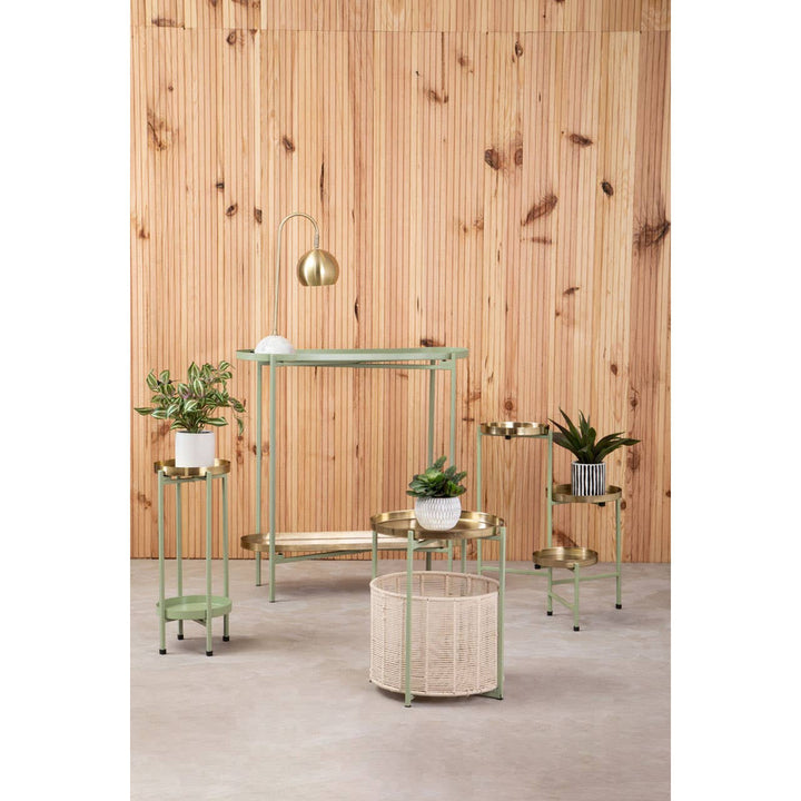 Sabia Green And Gold Iron And Cotton Two Tier Side Table Studio 55